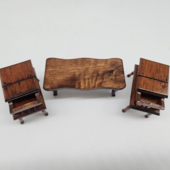 Vintage Concord Miniatures Wooden Coffee table & 2 Side Tables Open Top 1:1 Scal - Picture 6 of 11